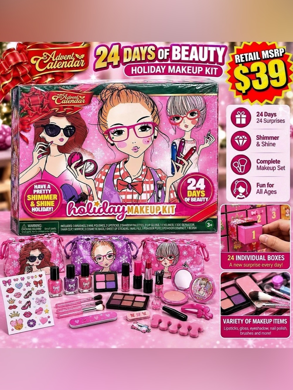 24 Days of Beauty Holiday Makeup Kit 24-Day Holiday Makeup Kit NWT